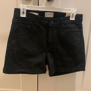 Black high rise midi shorts